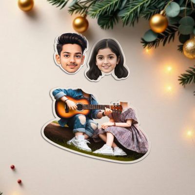 Personalized Couple Bobblehead Caricature Gift for Husband, Wife, Girlfriend, Boyfriend & Friends Solar Powered Moving Head Couple Gift for Birthday (Guitar Theme Couple)